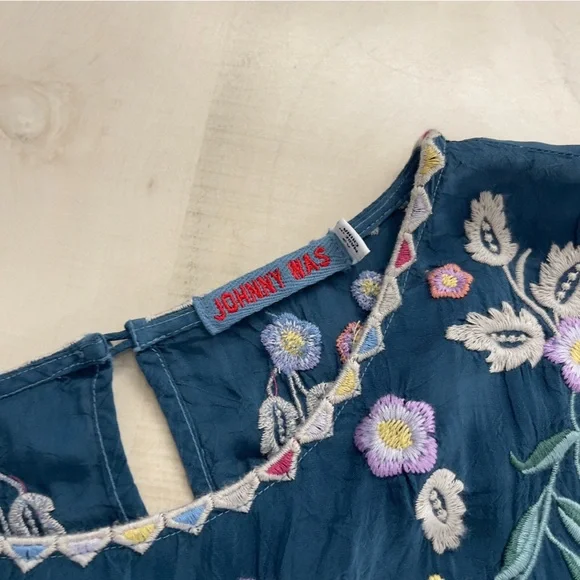 JOHNNY WAS Arva embroidered butterfly floral blue dress XS - Picture 2 of 8